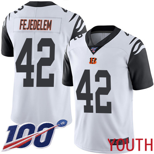 Cincinnati Bengals Limited White Youth Clayton Fejedelem Jersey NFL Footballl #42 100th Season Rush Vapor Untouchable->youth nfl jersey->Youth Jersey